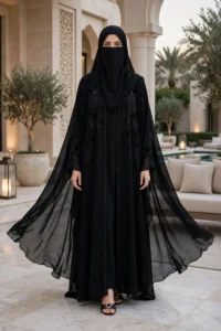 Black Embroidered Kaftan Abaya / عباية قفطان سوداء مطرزة