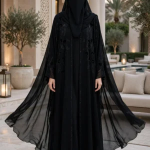 Black Embroidered Kaftan Abaya / عباية قفطان سوداء مطرزة