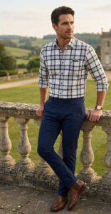Men’s Classic Checkered Casual Shirt – Black & White / قميص رجالي كاجوال كاروهات كلاسيكي – أسود وأبيض