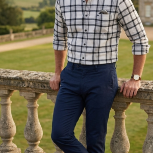 Men's Classic Checkered Casual Shirt - Black & White / قميص رجالي كاجوال كاروهات كلاسيكي - أسود وأبيض